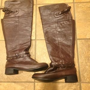 Torrid Over The Knee Size 12 Brown Boots With Stretch Panel Wider Calf
